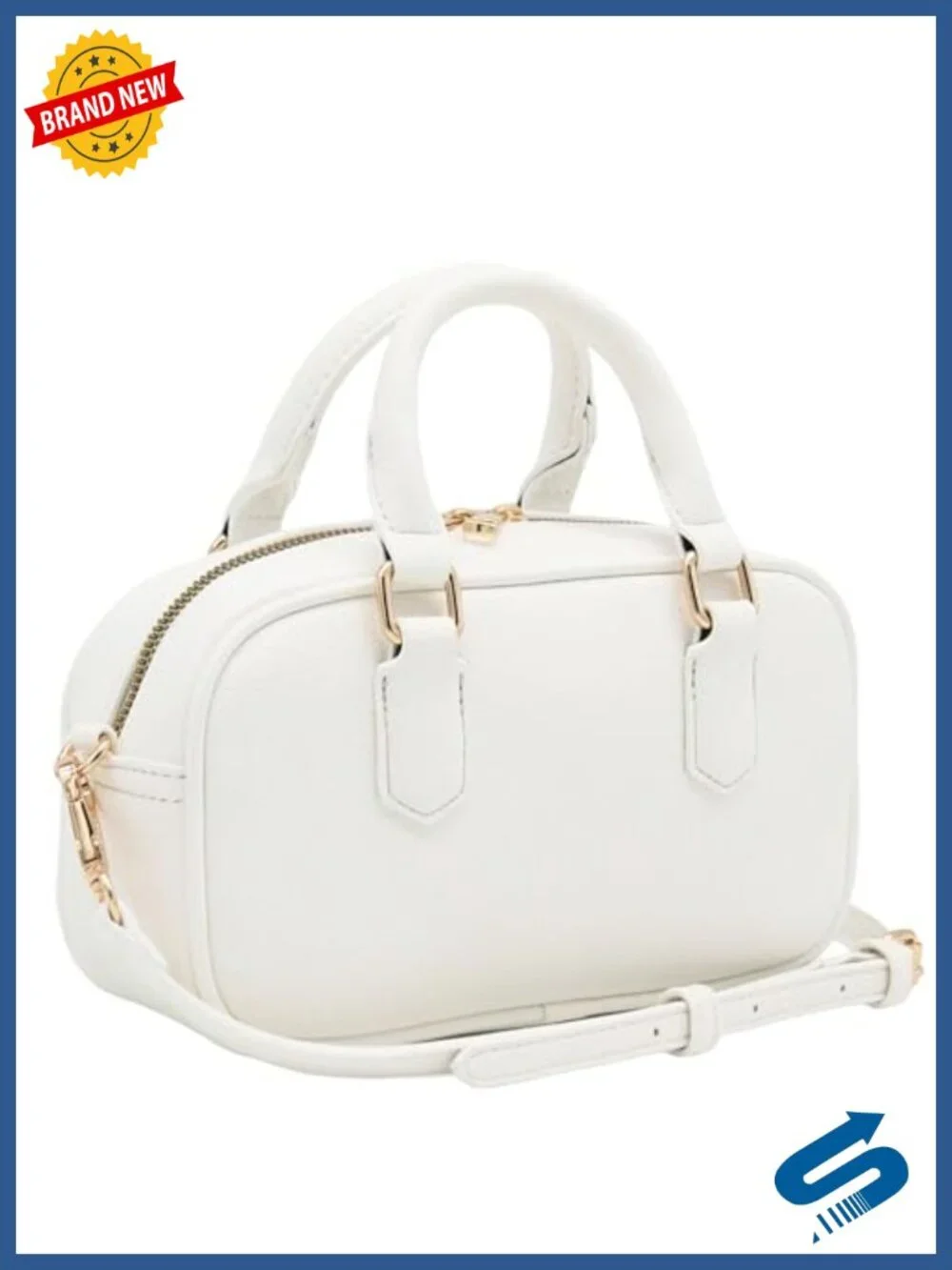 Mini PU Leather Satchel Crossbody Bag with Gold Hardware